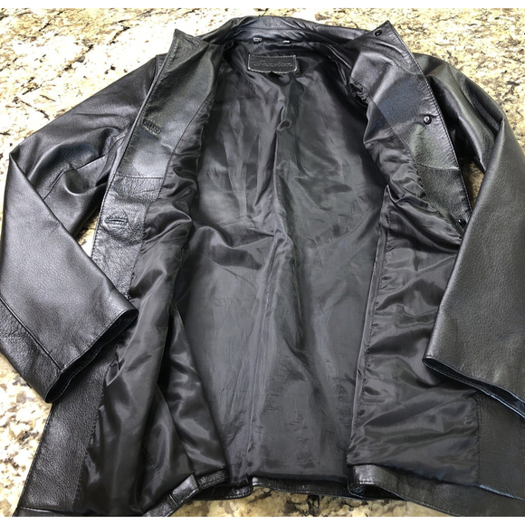 Size 8 Jessica Women’s Leather Jacket Button Up Mid Length Black Classic CN - Picture 3 of 16